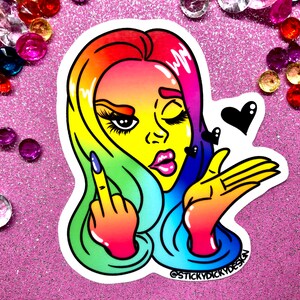 Gradient Rainbow Hard Love Girl Sticker