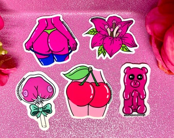 Naughty Pink Aesthetic Sticker Pack - Waterproof Vinyl Stickers