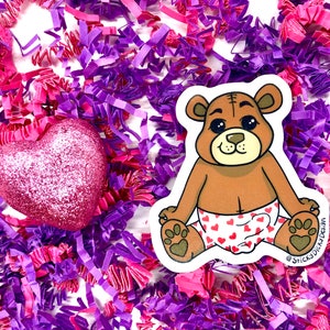 Vinyl Happy Valentine&#39;s Day Naughty Boy Bear Sticker