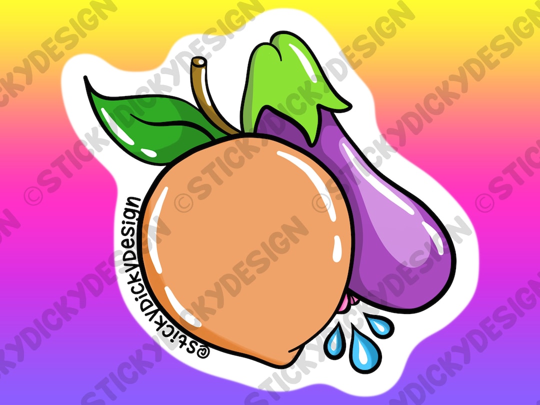 Eggplant Peach Squirt Emoji Sticker Etsy