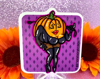 Miss Pumpkin Spice Sexy Dominatrix Dommy Mommy Pumpkin Woman Sticker