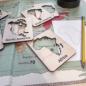 Montessori Continents of the World Stencils Download- SVG- Laser Engraver