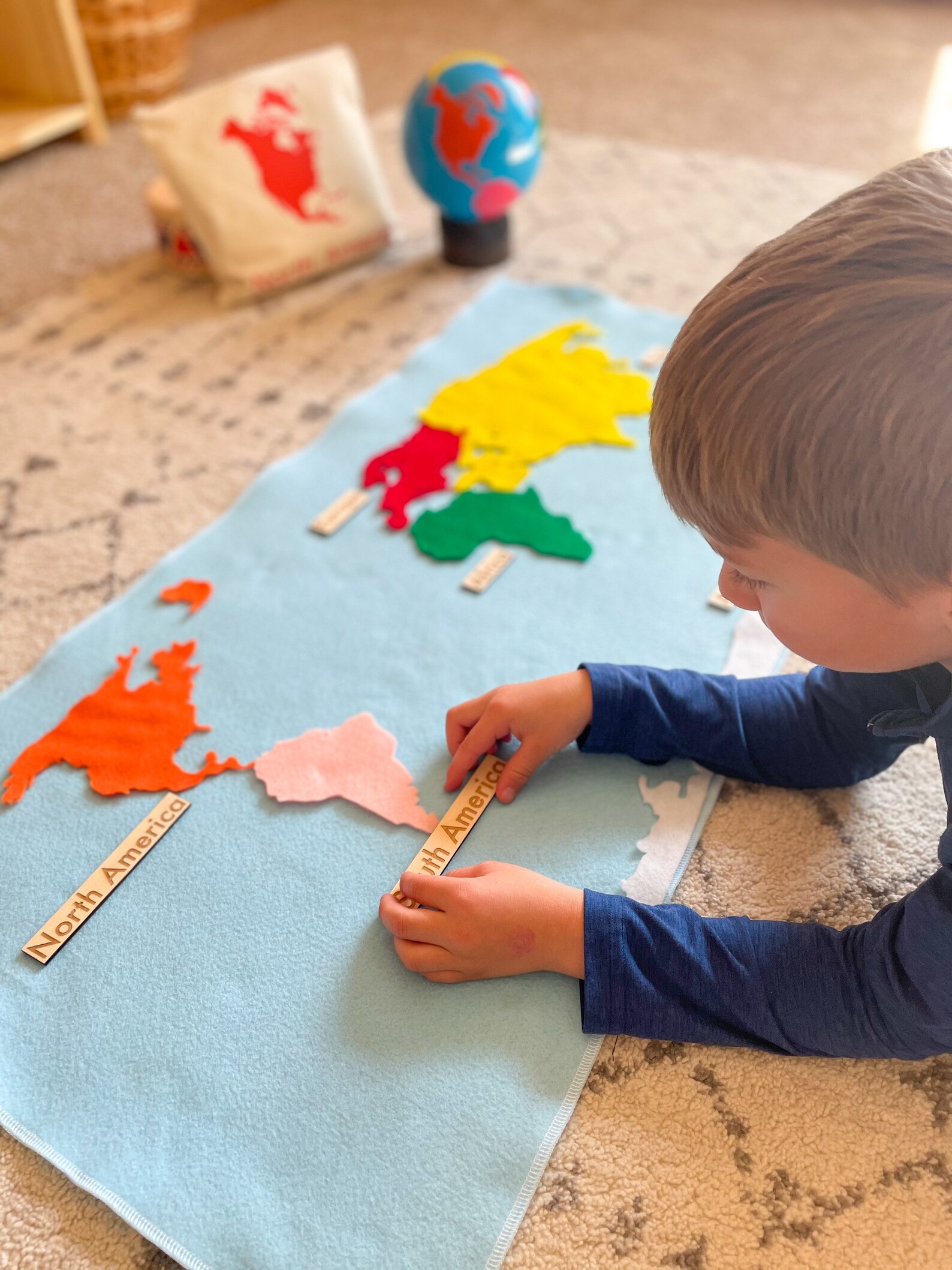 Moveable Felt World Map MontessoriWooden Map Felt Map Etsy