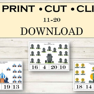 DIY Landmark Count & Clip Cards 11-20- Montessori- Fine Motor -Homeschool.