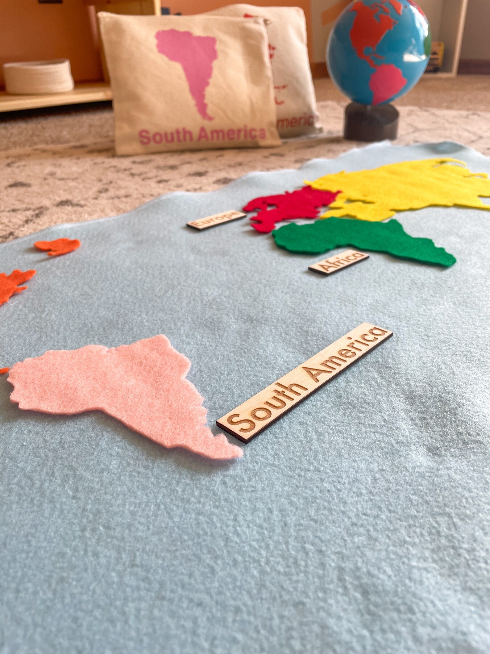 Moveable Felt World Map MontessoriWooden Map Felt Map Etsy