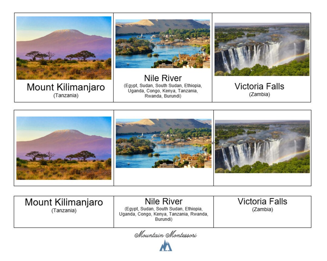 Landmarks of Africa 3-part Cards - Etsy