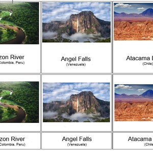 Tarjetas de 3 partes de Lugares emblemáticos de América del Sur