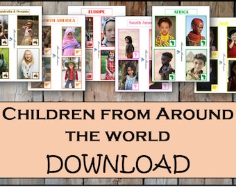 Children From Around The World - Montessori - Continent Bags- Continent Box - Homeschool -Montessori Class -Ethnic