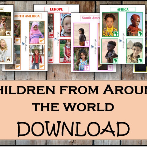 Children From Around The World - Montessori - Continent Bags- Continent Box - Homeschool -Montessori Class -Ethnic