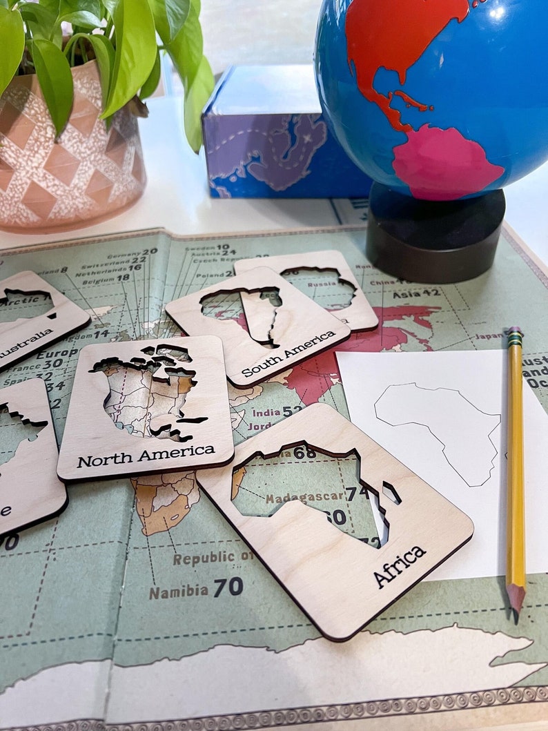 Contient Pieces Montessori Continents of the World Stencils Download- SVG- Laser ...