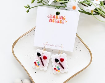 CLAY EARRINGS | Teacher Earrings | Art Earrings | Earring for Art Teacher | Making Messes Co | Lightweight Earrings
