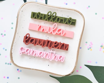 Personalized Name Hair Clips | Custom Barrettes for Girls | Custom Hair Clips | Name Barretts | Hair Bows | Claw Clips | Making Messes Co