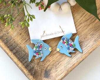 TEACHER EARRINGS | Earrings for Teachers | Fish Earrings for Teachers | Clay Earrings | Handmade Earrings | Lightweight Earrings