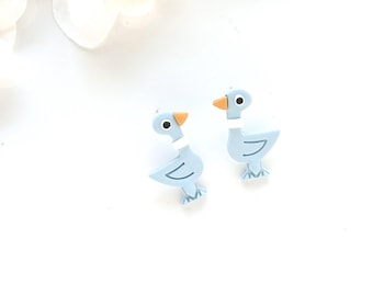 TEACHER EARRINGS | Clay Earrings for Teachers | Pigeon Earrings | Back To School Earrings | Pre-School Earrings | Cute Bird Earrings | Studs