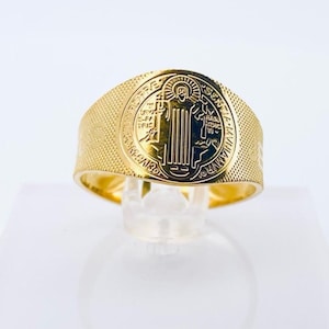 Verstellbarer Benediktring, Jesus Christus, religiöser Schmuck, christlicher Schmuck, Benediktkreuz, Glaubensring, christlicher Schutz