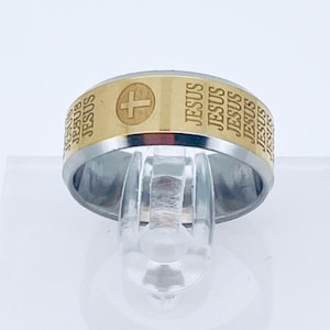 Jesus Christus Ring, Goldring, christlicher Schmuck, Kruzifixring, Kreuzring für Frauen, Siegelring für Männer, Rosenkranzring, Edelstahl, Geschenk