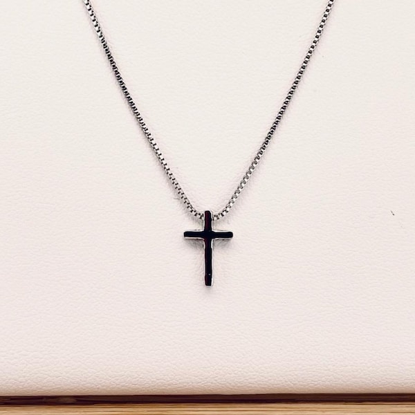 Collier avec Pendentif Croix en Argent Femme Homme • Bijou Minimaliste Chrétien • Bijou Catholique Enfant • Cadeau Communion