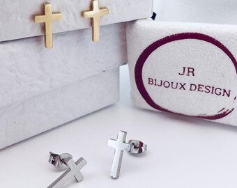 Small Stainless Steel Cross Earrings • Christian Religious Jewelry • Gift for Her • Christmas Gift