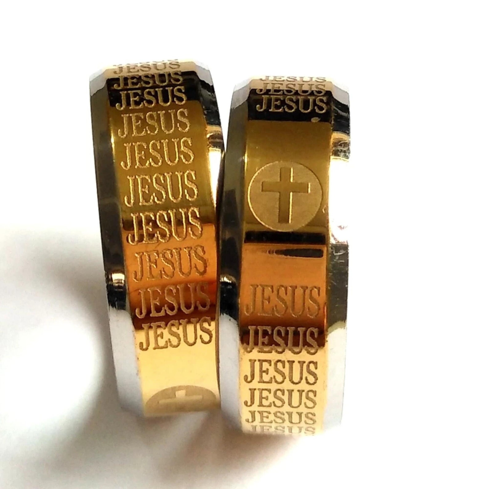 Religiöser Jesus Kreuz Ring - Edelstahl Band Ring Mit Gott Save Us Gravur