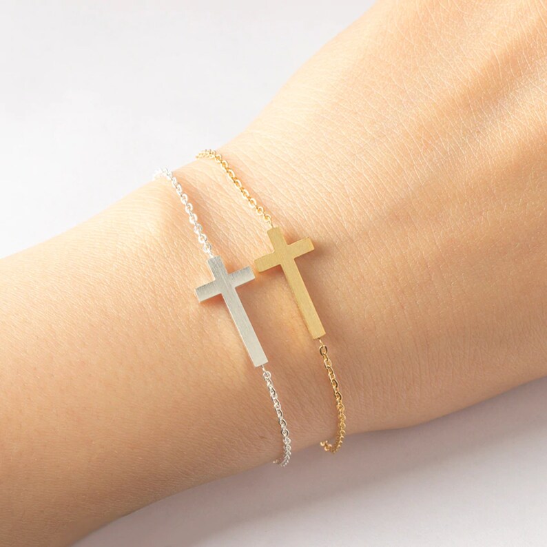 Bracelet croix chrétienne en acier inoxydable Bijou Chrétien | Etsy