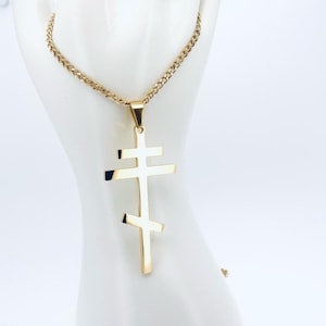 Orthodoxe kruisketting, roestvrijstalen hanger, christelijke sieraden, religieuze kruissieraden, gouden ketting, zilveren hanger, christelijk geschenk