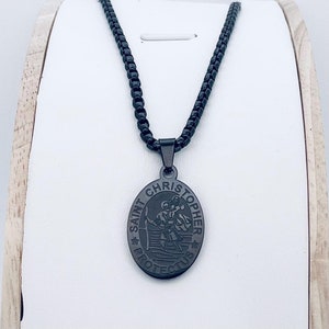 Saint Christopher necklace, protection pendant, Saint Christopher medal, travel saint, stainless steel necklace, Christian jewelry