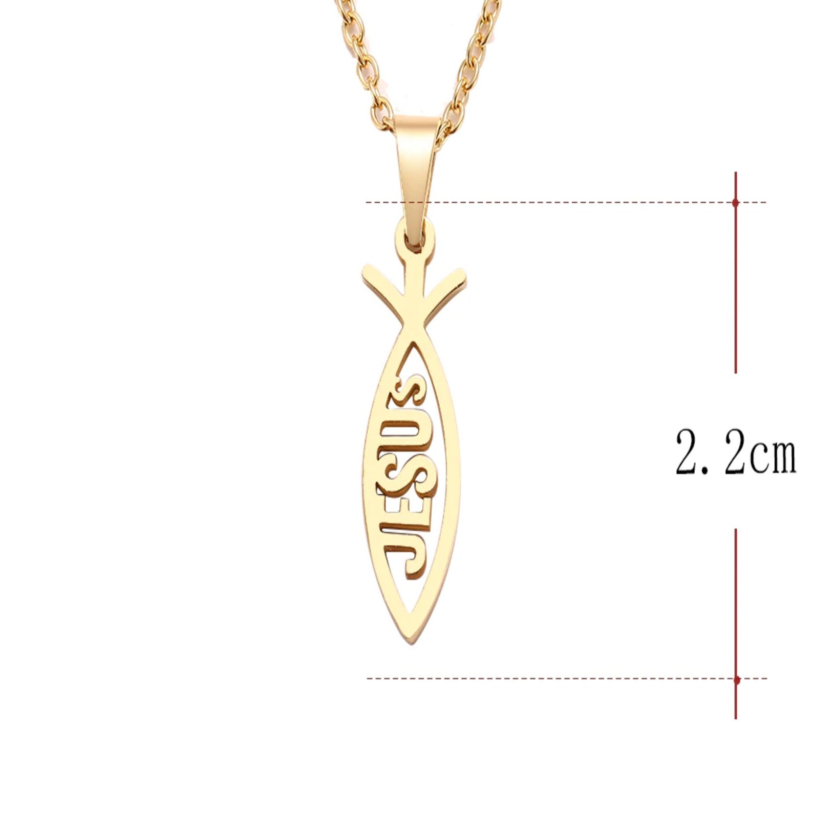 Stainless Steel Christian Fish Pendant Necklace Jesus Etsy