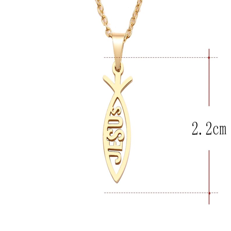 Stainless Steel Christian Fish Pendant Necklace Jesus Etsy