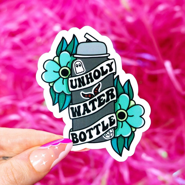 Unholy Waterbottle Sticker | Spooky Waterbottle Decal | Cute and Spooky Sticker | Spooky Halloween Sticker Gift | Traditional Tattoo Style