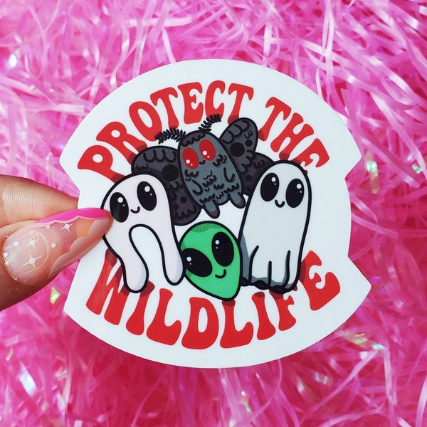 Protect The Wildlife Cryptid Sticker | Ghost, Mothman, Alien, Fresno Nightwalker Sticker | Cryptid Sticker | Spooky Sticker | Mothman Decal
