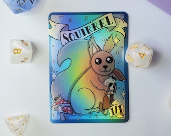 Squirrel Foil Token | Magic The Gathering 1/1 Foil Squirrel Card | Commander Token | Cute Spooky Mushroom Holo MTG | Skull MTG Original Art