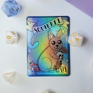Squirrel Foil Token | Magic The Gathering 1/1 Foil Squirrel Card | Commander Token | Cute Spooky Mushroom Holo MTG | Skull MTG Original Art