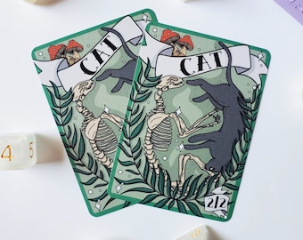 Cat Token Set Of Two | Magic The Gathering Green Cat Token Card | Spooky Cute Cat MTG | MTG Commander Token | Cute MTG Token | Skeleton Cat