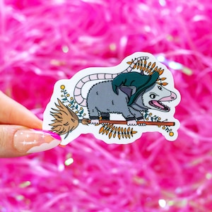 Possum Sticker | Opossum Sticker | Witch Animal Sticker | Spooky Animal Sticker | Cute Possum Sticker | Cute Possum Laptop Decal | Witch Hat