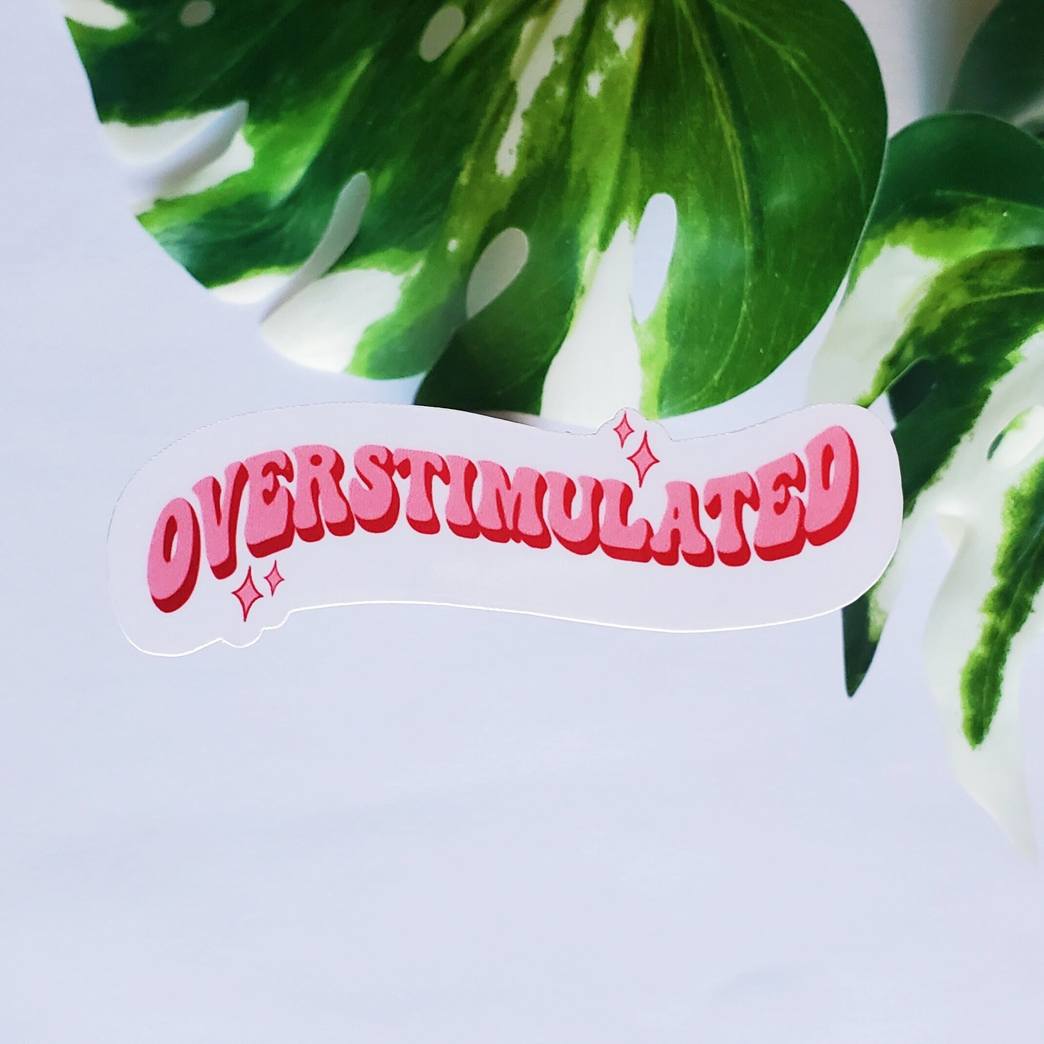Overstimulated Sticker | Cute Mental Health Sitcker | Pink ADHD Decal ...