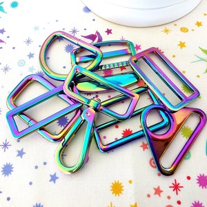 Rainbow Iridescent 1-1/2" Hardware for Bags and Crafts, Sets or Bag Makers Bundle!