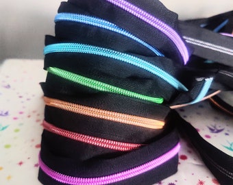 Bright Color Black  #5 Nylon Zipper Tape, By the Yard!