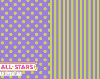 Tula Pink Pom Poms and Tent Stripes, Orchid Purple Soft Lime