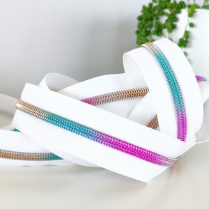 Rainbow White #5 Nylon Zipper Tape, By the Yard!