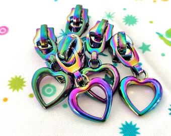 Charmed Heart Iridescent #5 Daisey Metal Zipper Pulls, Set of 5!