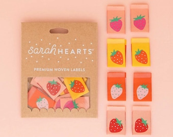 Strawberry Multi-Pack Woven Labels - Sewing  Label Tags, Set of 8