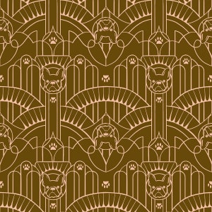 Dog Park by Sarah Watts for Ruby Star Society, Deco Pup in Cocoa