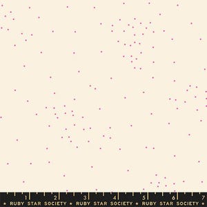 May include: Cream-colored fabric with a scattered pattern of small, magenta dots. The dots are irregularly spaced across the surface. The bottom of the image features a ruler with the text "RUBY STAR SOCIETY".
