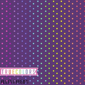 Tula Pink True Colors Hexy, Starling Purple Rainbow