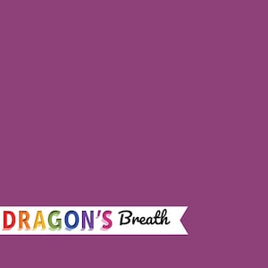 May include: A solid purple background with the text "DRAGON'S Breath" in rainbow colors.