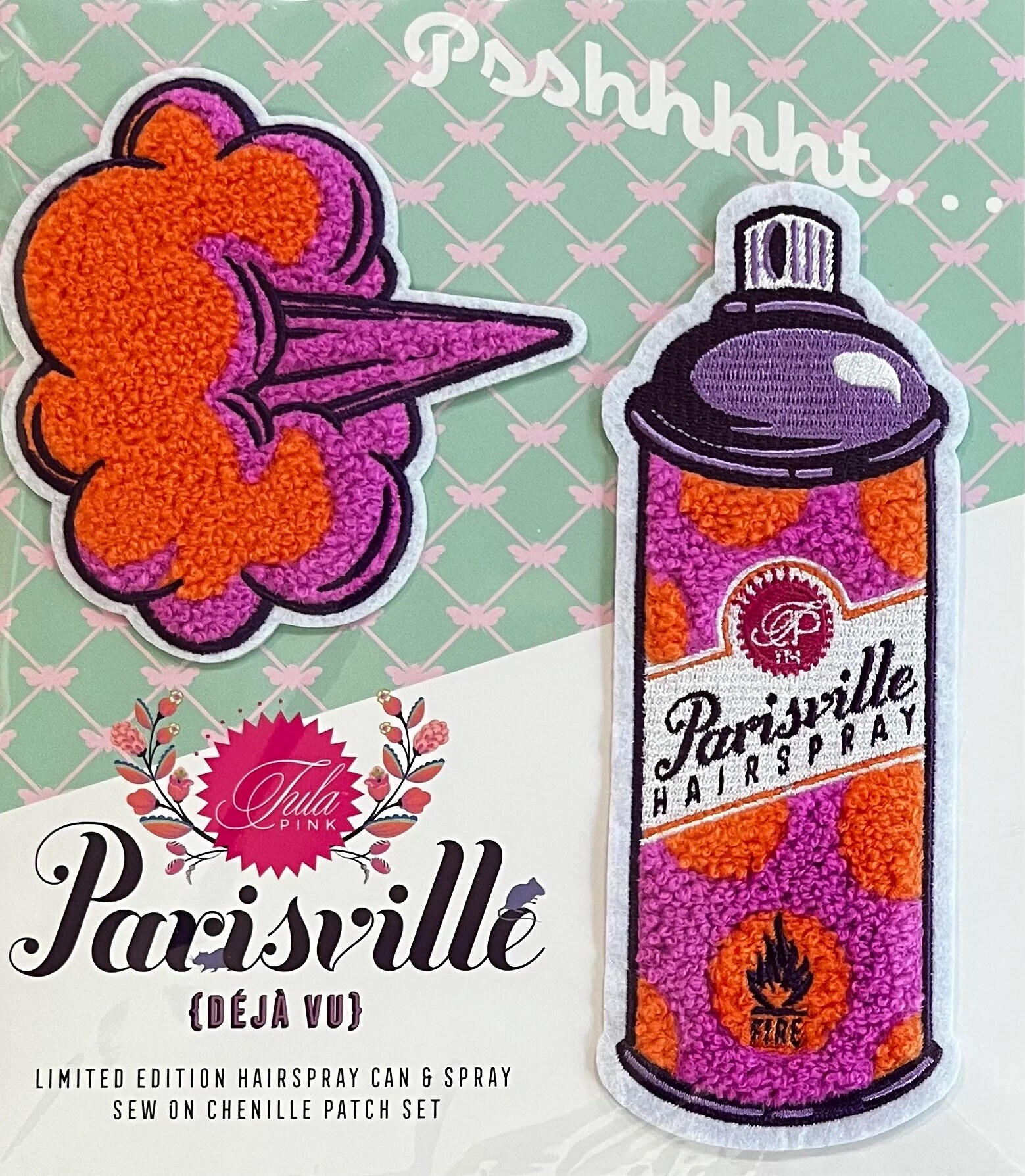 Hairspray Can & Spray Sew On Chenille Patch Set Hairspray Can & Spray Sew On Chenille Patch Set