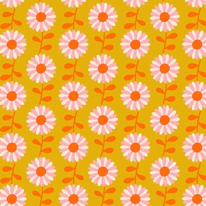 Flowerland by Melody Miller for Ruby Star Society - Field of Flowers in Goldenrod