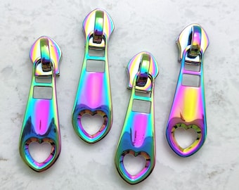 Sweetheart Iridescent #5 Metal Zipper Pulls, Set of 5!