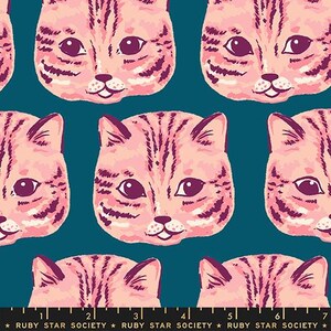 PREORDER Oops All Cats, Meow Meow CANVUS Warm Teal by Sarah Watts for Ruby Star Society *ETA May 2027*