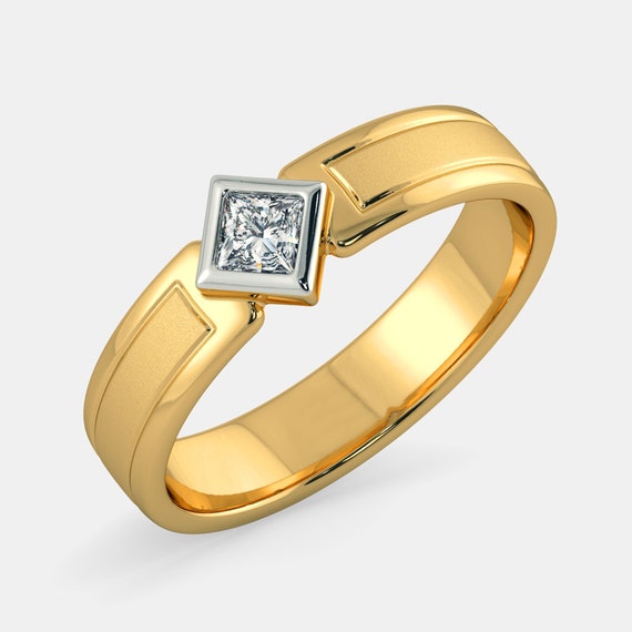Yellow Gold Diamond Men's Ring - 10k Single Cut Nugget Three-Stone Wedding  Band - Wilson Brothers Jewelry
